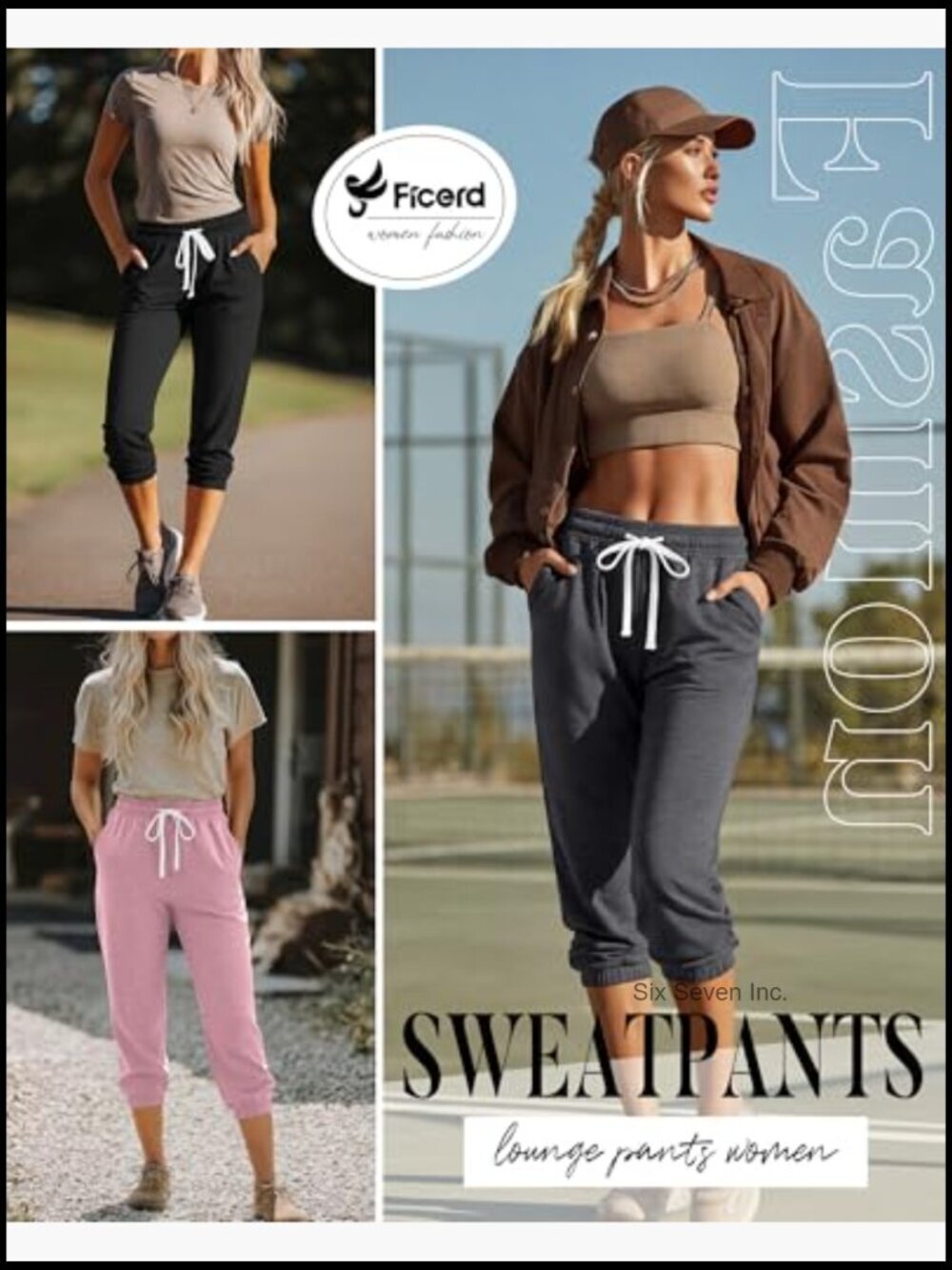 3-Pack Women's Capri Sweatpants Joggers High Waisted Athletic Lounge Pants with - Picture 4 of 7